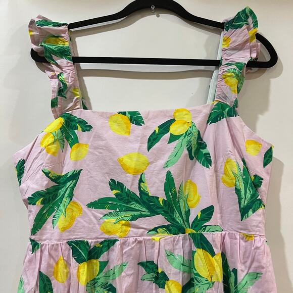 J. Crew Factory Square Neck Midi Dress Lemon Print Size 12 - Picture 10 of 11